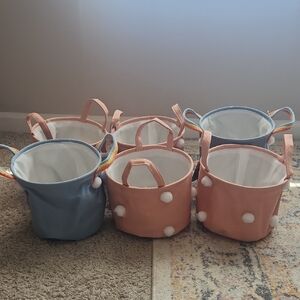 Set of Six Colorful Fabric Gift/Storage Baskets